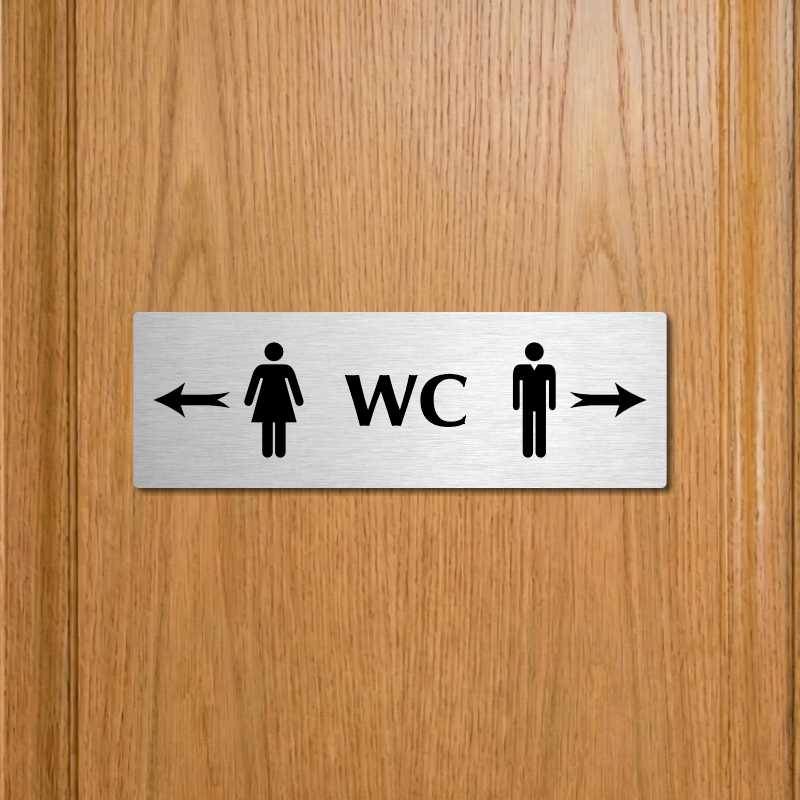 WC společné - rozcestník, 240x79mm, zlatá popiska s ozdobou uprostřed